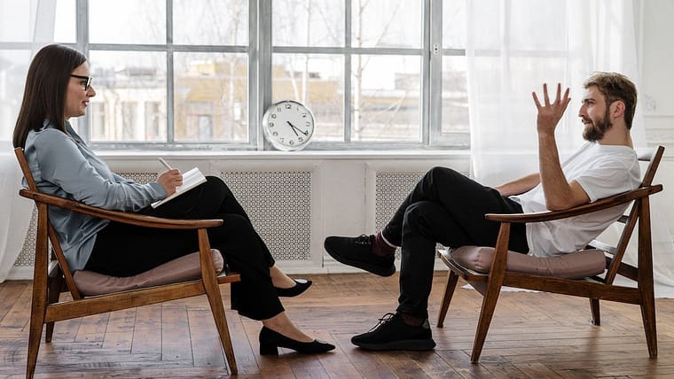 man attending therapy